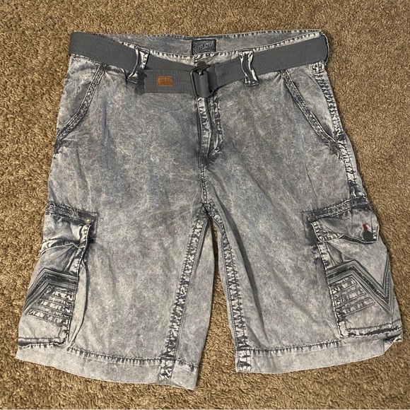 Affliction Stonewashed Gray Cargo Shorts